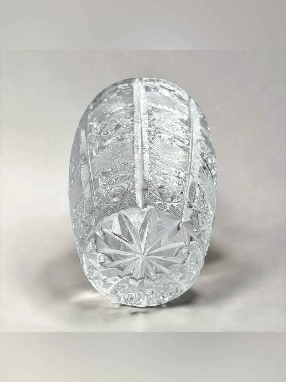 Vintage Bohemia Czech Crystal Queen’s Lace Hand-Cut Vase 6”